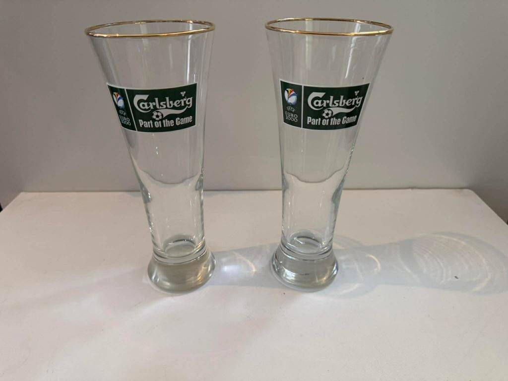 Carlsberg euro 2000 bierglazen, Ophalen, Zo goed als nieuw, Bierglas