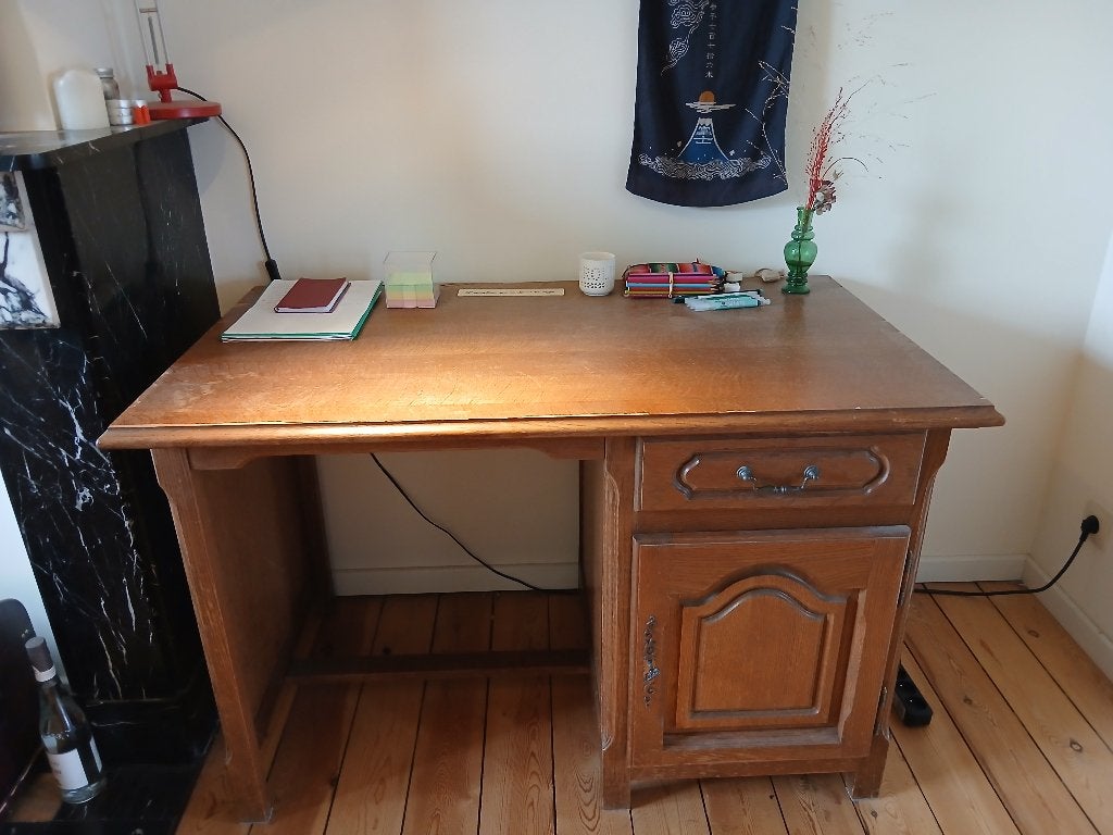 Bureau en bois, Huis en Inrichting, Ophalen, Met lades, Gebruikt, 120 cm