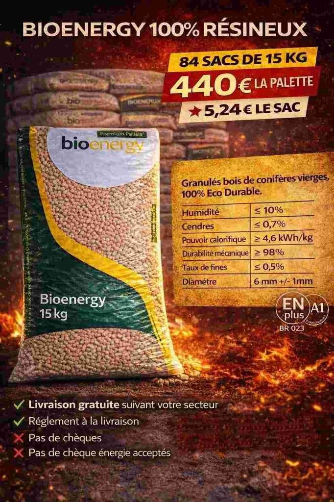 Pellets par palette 100% résineux paiement a la réception., 6 m³ ou plus, Envoi, Autres essences de bois, Bûches