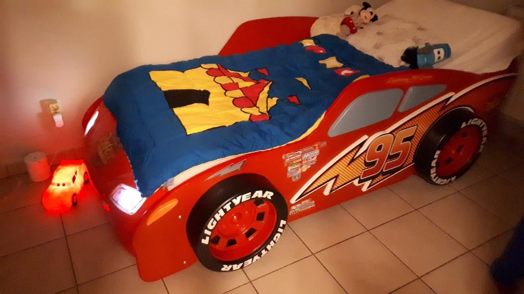 Kinderbed disney Cars McQueen, Ophalen, Lattenbodem, 180 cm of meer, 100 cm of meer