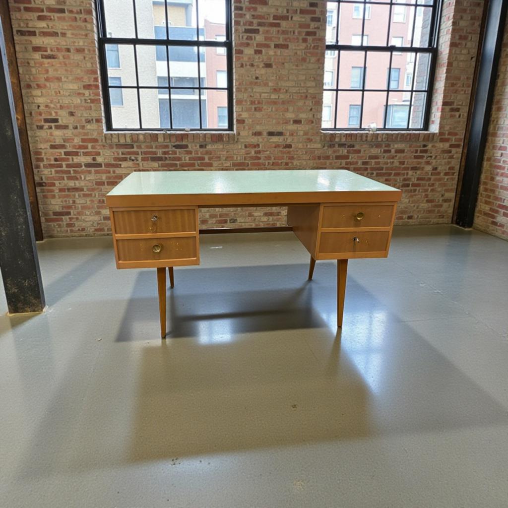 Bureau vintage en bois avec feuille vert menthe - EKAWERK, Vintage, Envoi, Utilisé, Noir