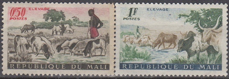 Mali - Herders met schapen en runderen, Timbres & Monnaies, Timbres | Afrique, Enlèvement ou Envoi
