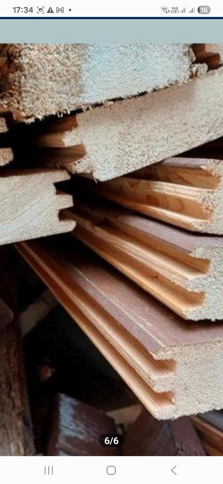 105 lopende meter houtblokprofielen 45mm met dubbele T/G, Doe-het-zelf en Bouw, Hout en Planken, Ophalen, 25 tot 50 mm, Zo goed als nieuw