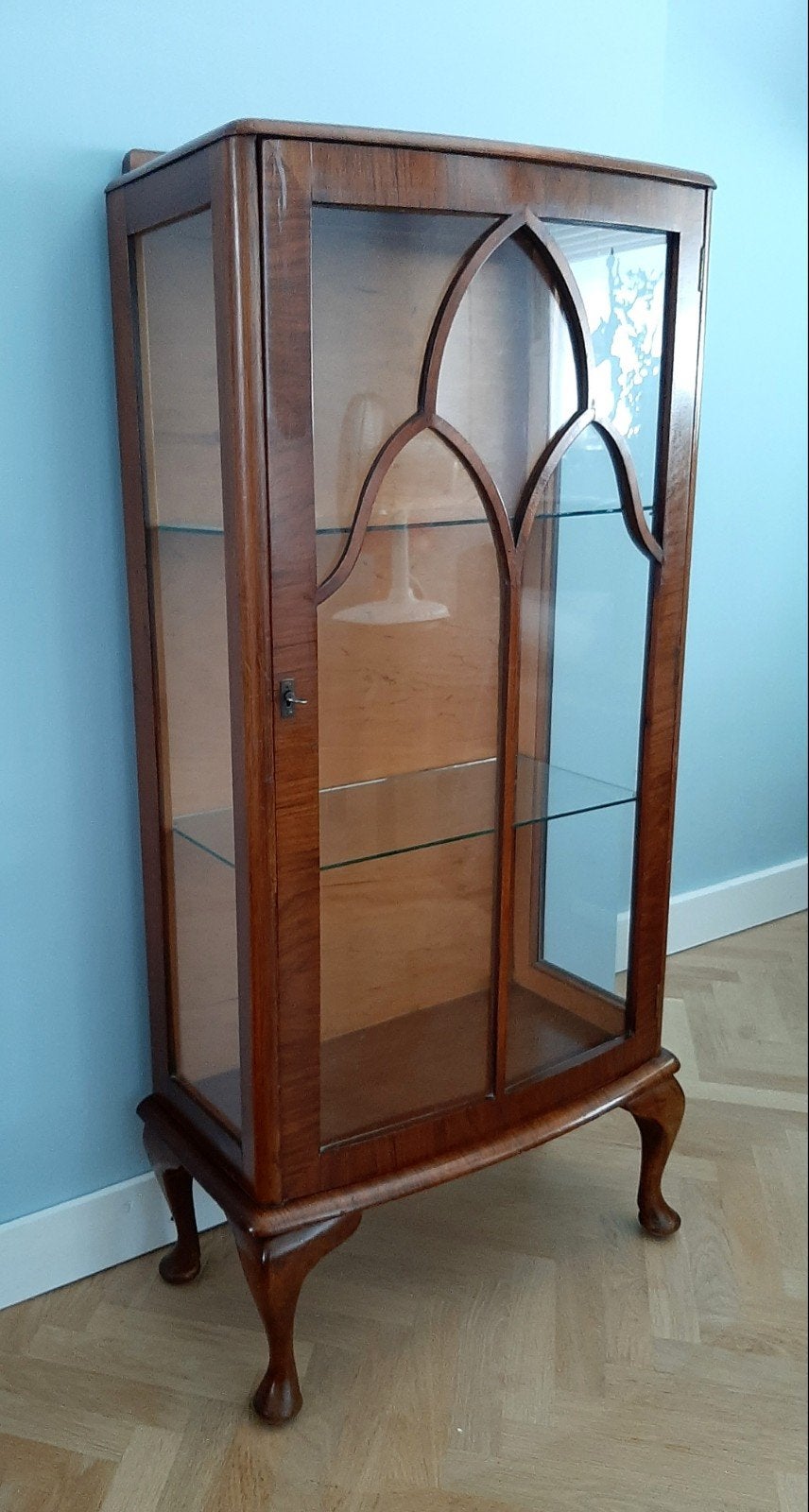 Antiek vitrine kastje jaren 30, Ophalen, Gebruikt, Glas, 100 tot 150 cm