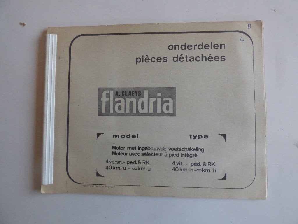 FLANDRIA MOTOR MET INGEBOUWDE VOETSCHAKELING ONDERDELENLIJST, Fietsen en Brommers, Handleidingen en Instructieboekjes, Ophalen of Verzenden