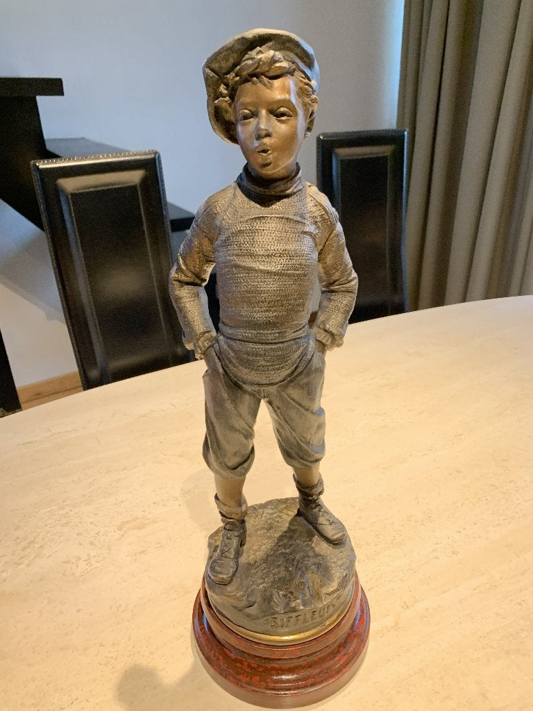 Statuette, Sur socle, Statue, Homme, Brons