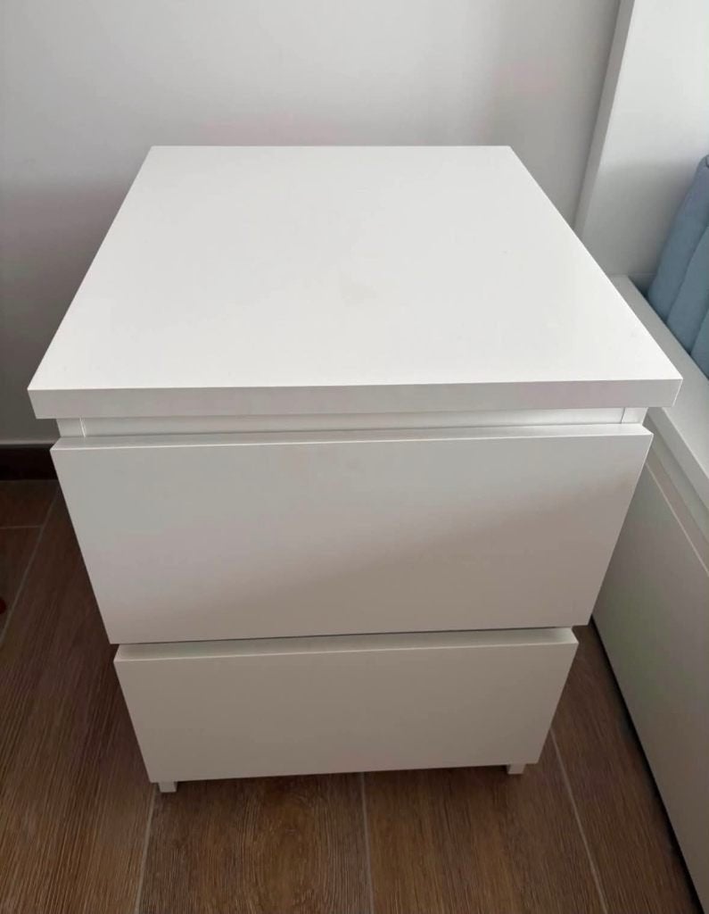 Lit + sommier + matelas + tiroirs + table de nuit, Autres matériaux, Comme neuf, Enlèvement, IKEA