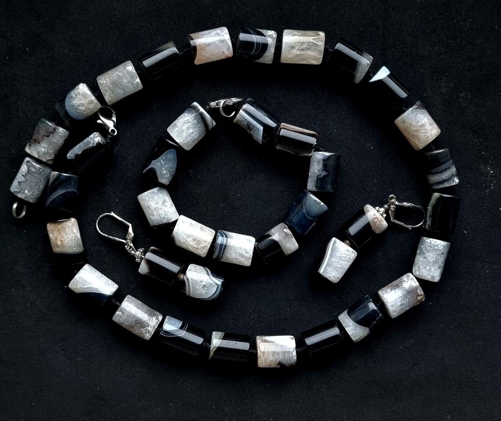 Ensemble de bijoux et bijoux naturels en agate striée, Bijoux, Sacs & Beauté, Bijoux anciens, Envoi, Autres matériaux, Autres types