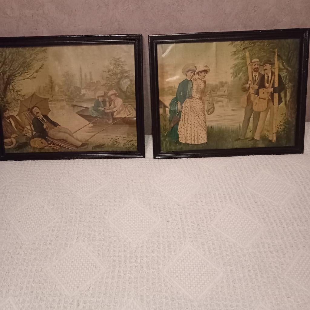 Oude posters  ( prenten)in een kader, Antiek en Kunst, Ophalen