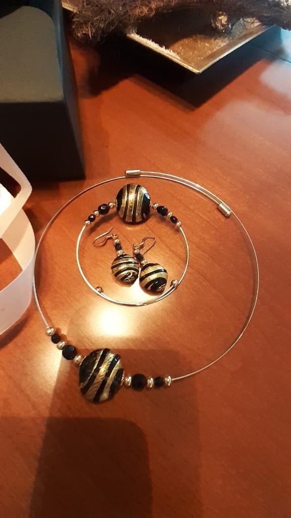 Ensemble de bijoux Murano - fait main - comme neuf, Envoi, Comme neuf, Or, Autres matériaux