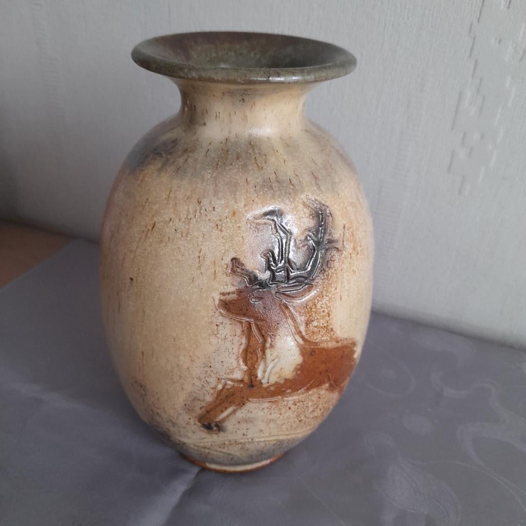 Vase  céramique W. Biron - tourné  main .Châtelet Belgique., Antiquités & Art, Enlèvement ou Envoi