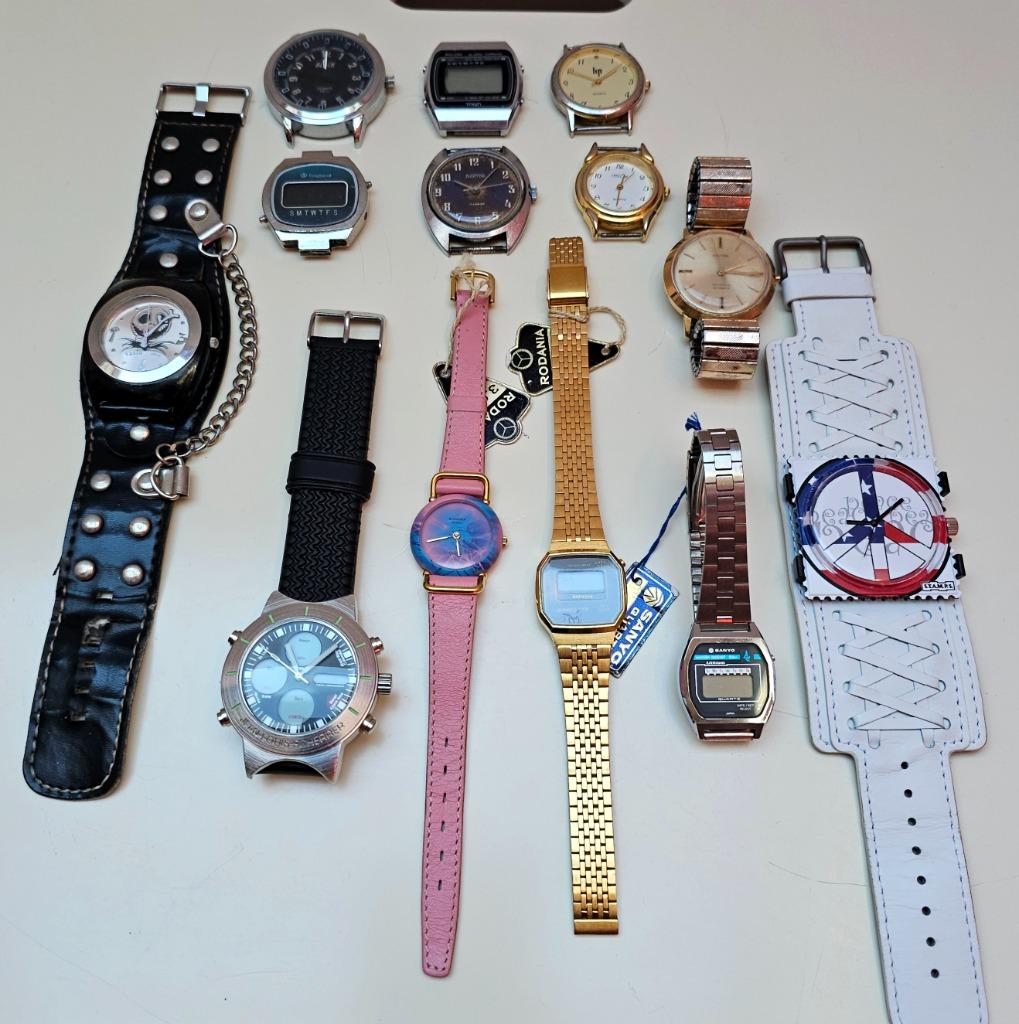 Lot de montres Rodania Sanyo Lip Kelton Vintage, Montre-bracelet, Autres marques, Cuir, Acier