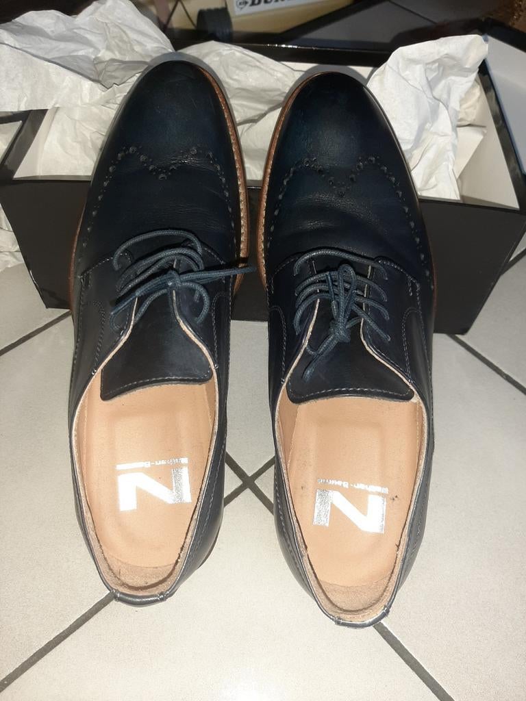 Heren trouw schoenen  maat 42 donker blauw in leder, Ophalen, Blauw