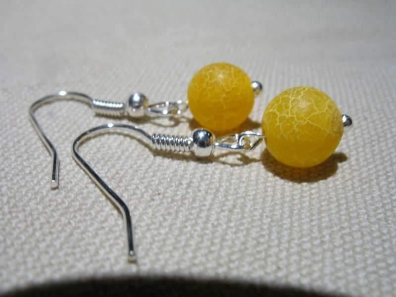 Oorringen: 8 mm parel: frosted yellow, Bijoux, Sacs & Beauté, Boucles d'oreilles, Neuf, Avec pierre précieuse, Pendantes, Jaune
