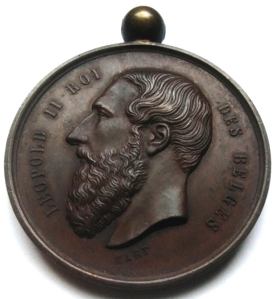 medaille leopold 2 landbouwmarkt sweveghem 1882, Ophalen of Verzenden, Brons