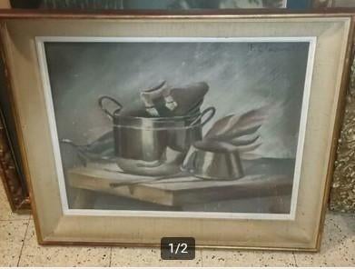 Pastel nature morte signe f claessens 1954, Antiek en Kunst, Ophalen of Verzenden