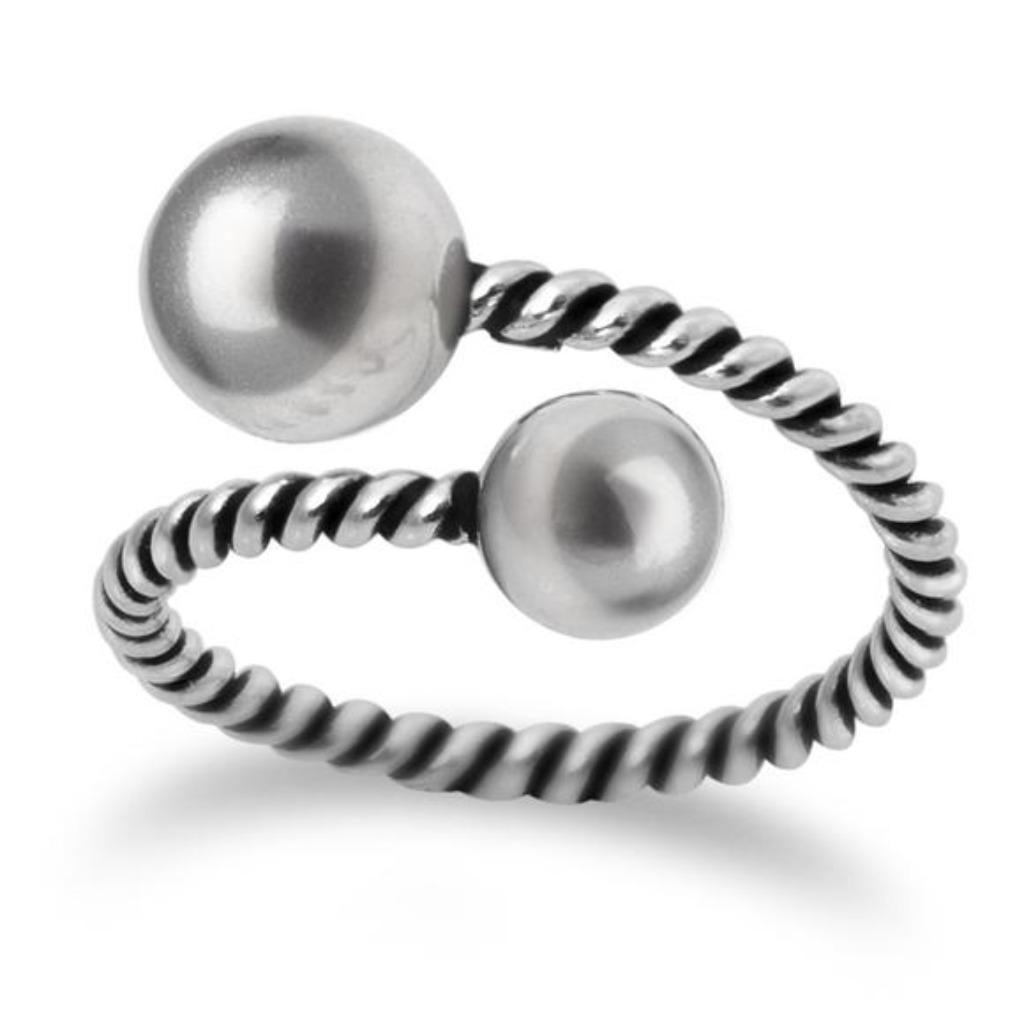 Ring dubbele bol 925 zilver - TOTALE UITVERKOOP!, Nieuw, Ophalen of Verzenden, Dame, Zilver