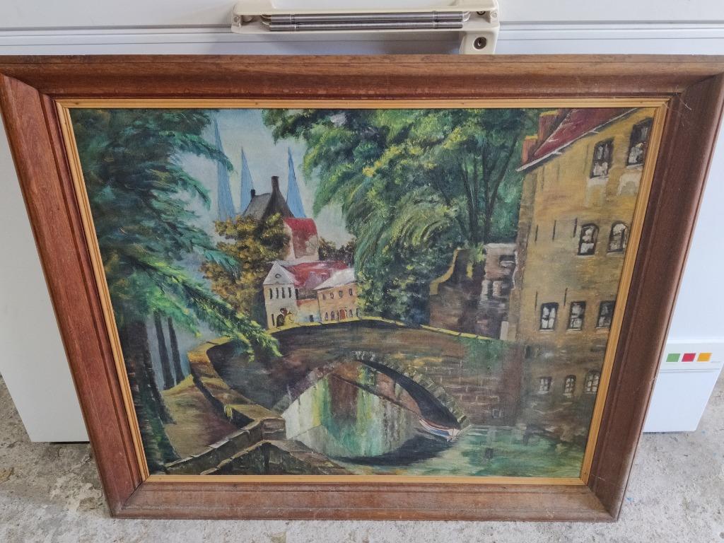 Groot schilderij met afbeelding van Brugge, Ophalen