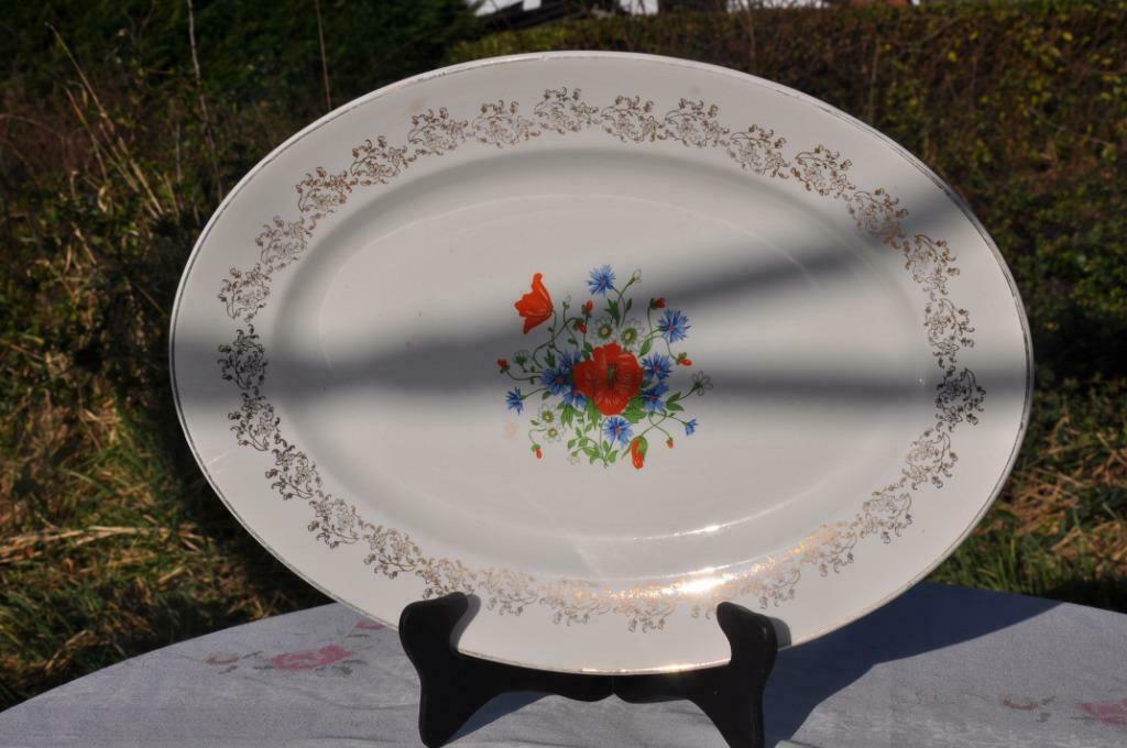 §  plat de service oval sarreguemines fleurs des champs, Ophalen of Verzenden