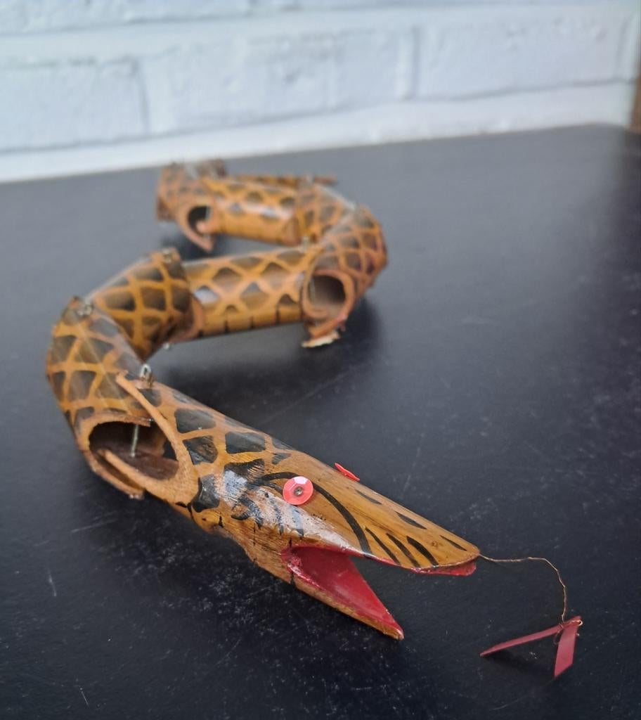 Vintage, houten slang,, Serpent