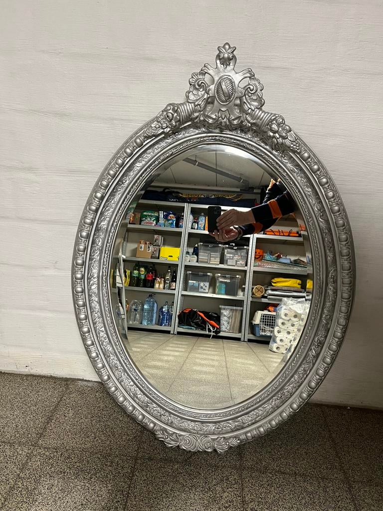 Barok Spiegel, Zilver., Huis en Inrichting, Woonaccessoires | Spiegels, Ophalen, Zo goed als nieuw