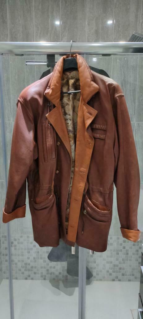 Manteau en Cuir, Enlèvement, Porté, Taille 46/48 (XL) ou plus grande, Brun