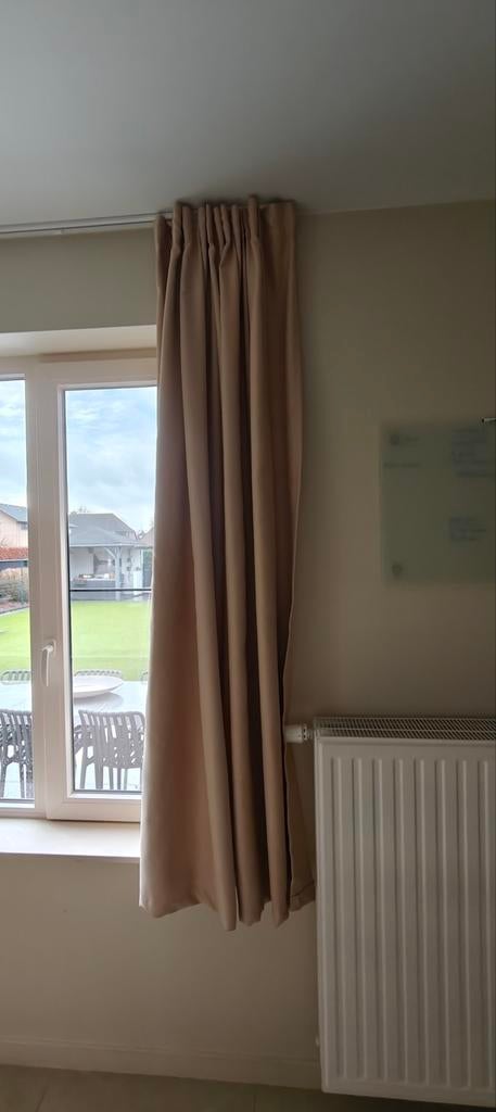 Overgordijnen met rails, Ophalen, Beige