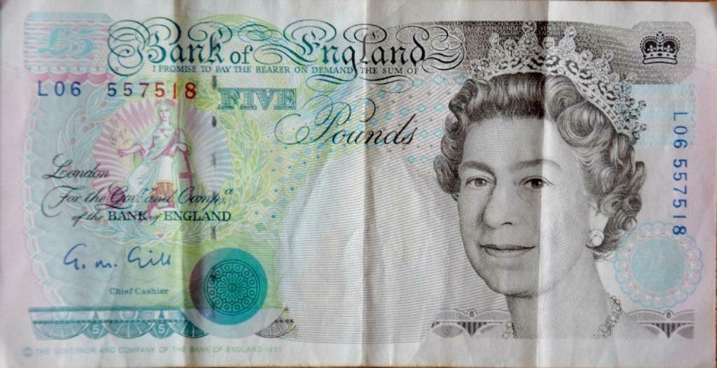 Five Pounds England, Enlèvement, Autres pays, Billets en vrac