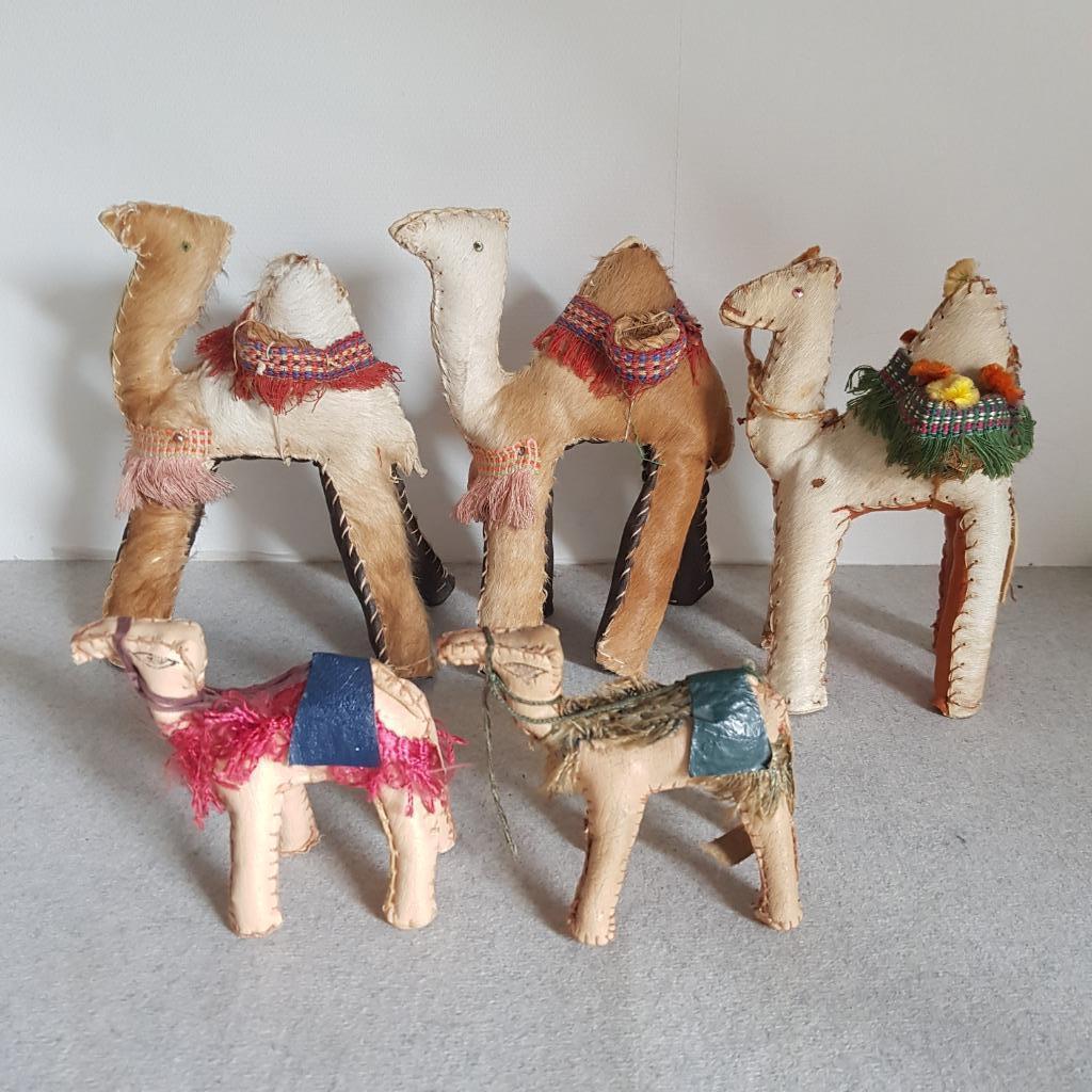 Vintage kamelen in leder, Antiek en Kunst, Ophalen of Verzenden