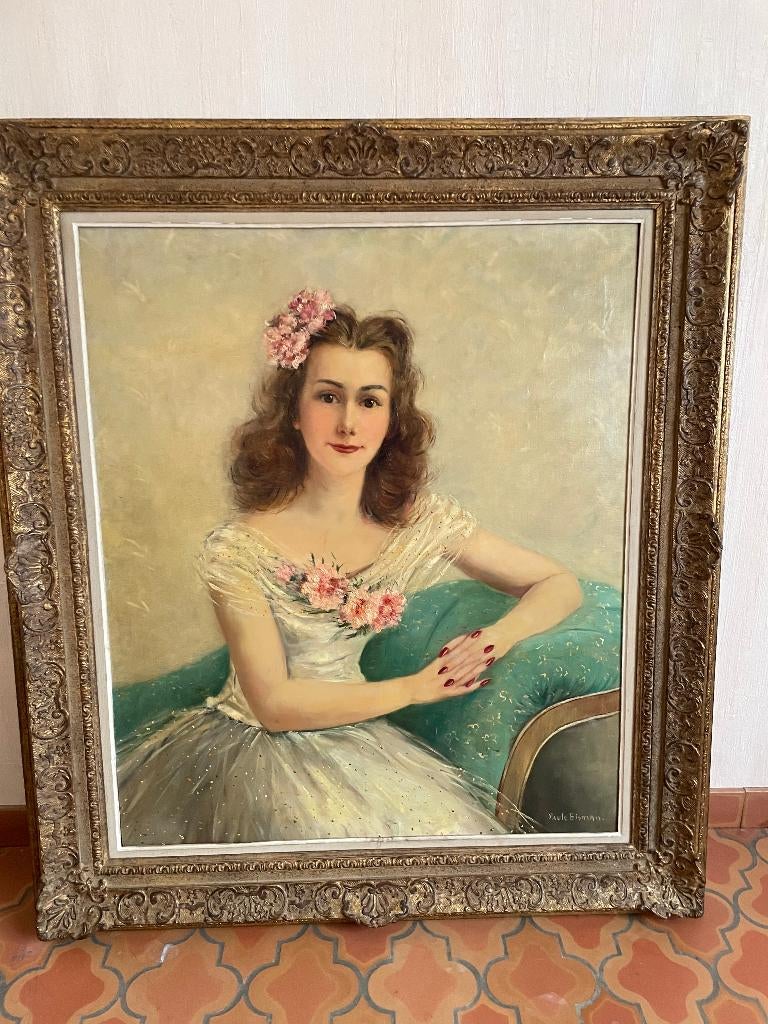 peinture tableau de PAULE BISMAN expertisée 500 à 800 euros, Enlèvement ou Envoi