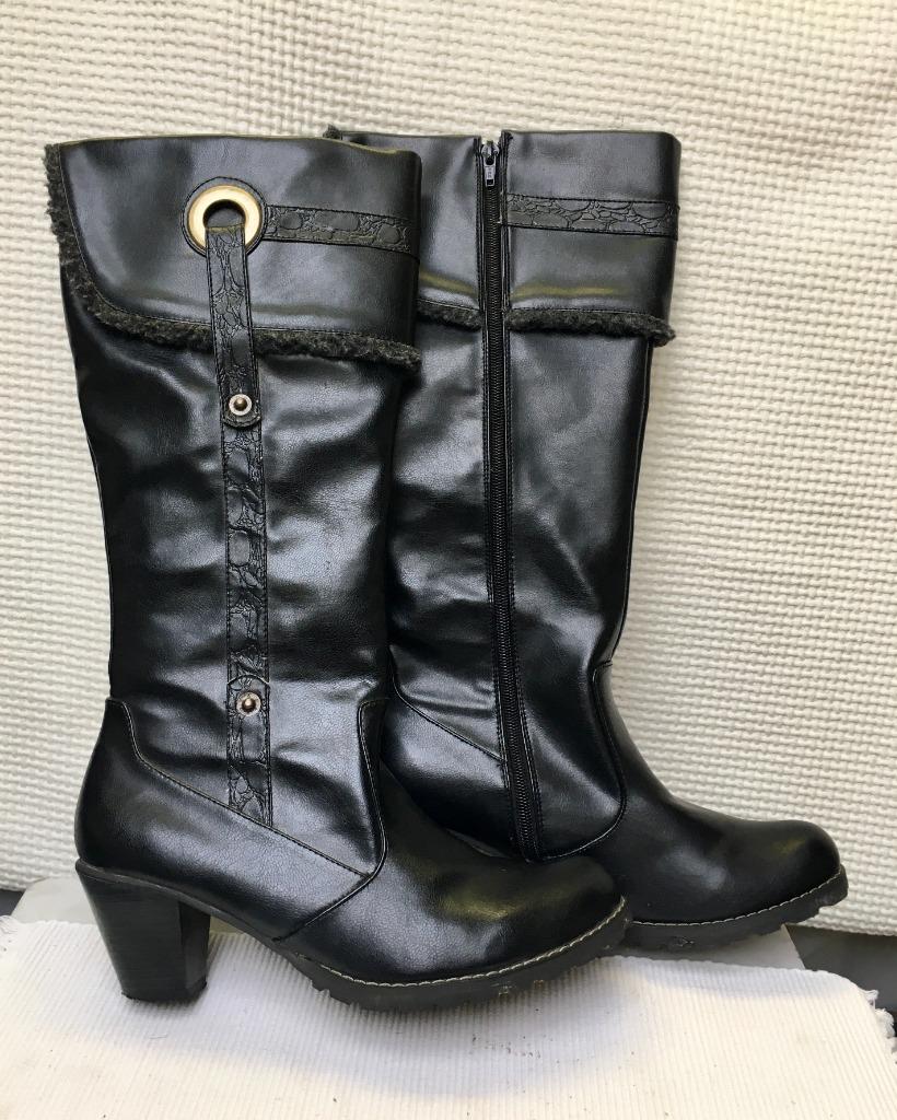 Bottes noires fourrées, Ophalen, Hoge laarzen, Zwart, Zo goed als nieuw