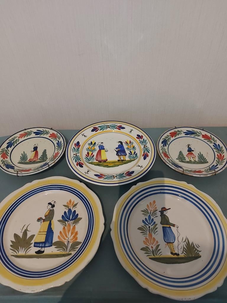 5 Quimper borden, Antiquités & Art, Antiquités | Céramique & Poterie, Enlèvement