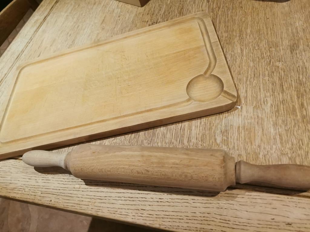 Houten deegrol en houten snijplank, Ophalen of Verzenden, Zo goed als nieuw