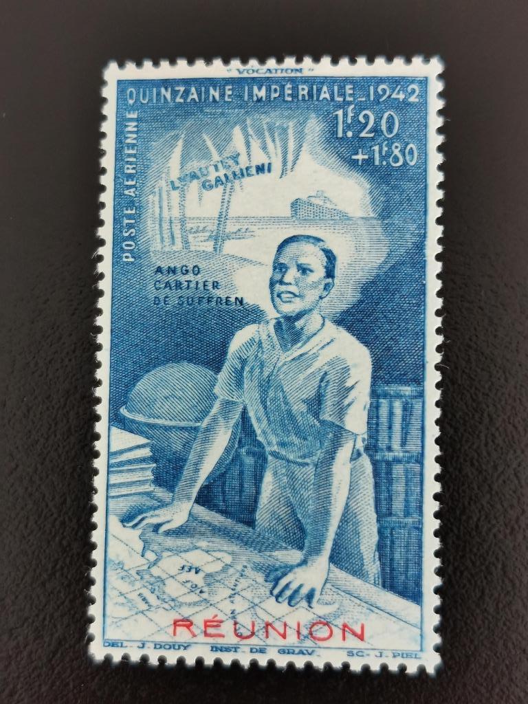 Réunion 1942 - semaine des dons - timbre avec surcharge *, Enlèvement ou Envoi, Autres pays, Non oblitéré