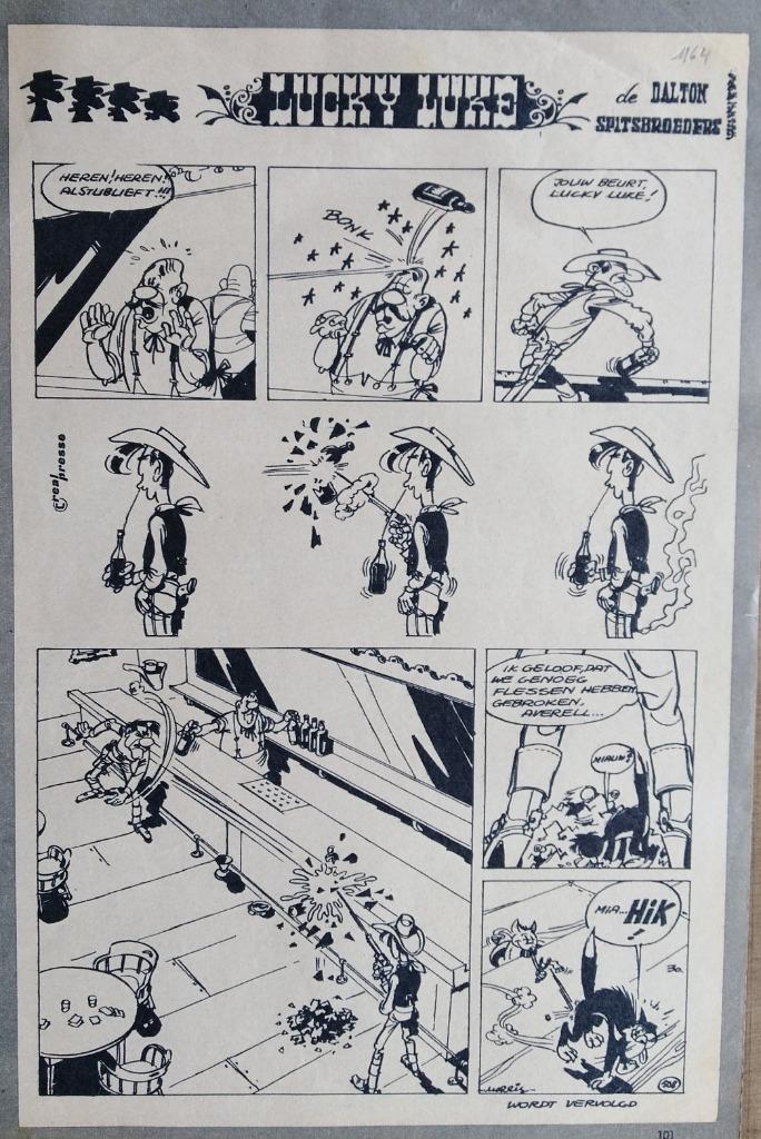 Oud stripknipsel van Lucky Luke - De Dalton spitsbroeders (', Verzamelen, Ophalen of Verzenden, Overige figuren, Gebruikt, Plaatje, Poster of Sticker