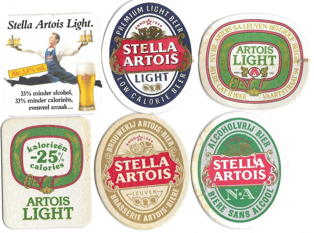 bierviltjes 6st Stella Artois light, Verzamelen, Verzenden