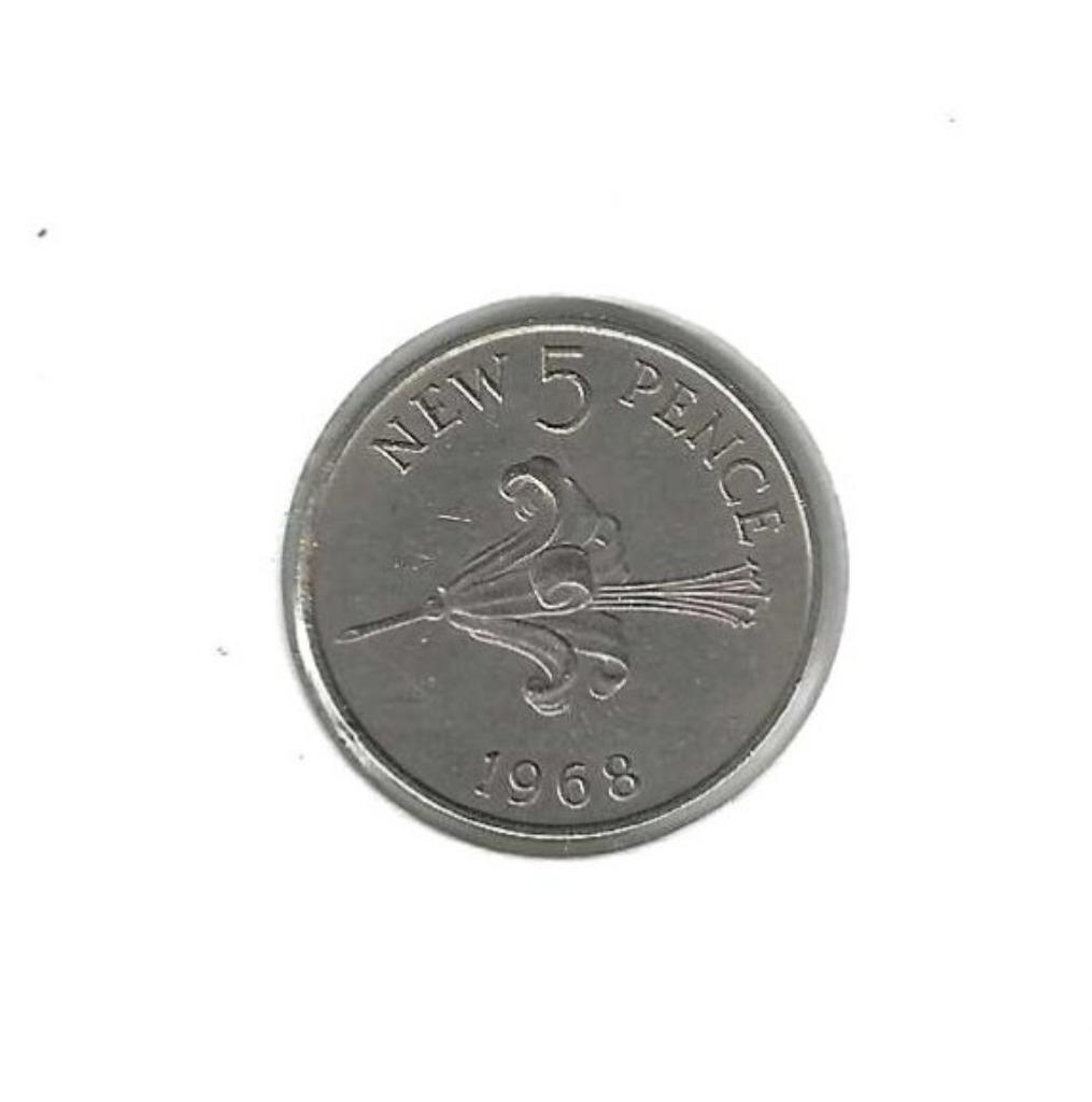 Guernsey, 5 New Pence 1968., Ophalen of Verzenden, Overige landen, Losse munt