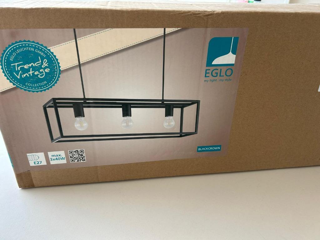 prachtige zwarte hanglamp BLACKCROWN van EGLO, Neuf, Tijdloos modern glas en zwart, Verre, Enlèvement