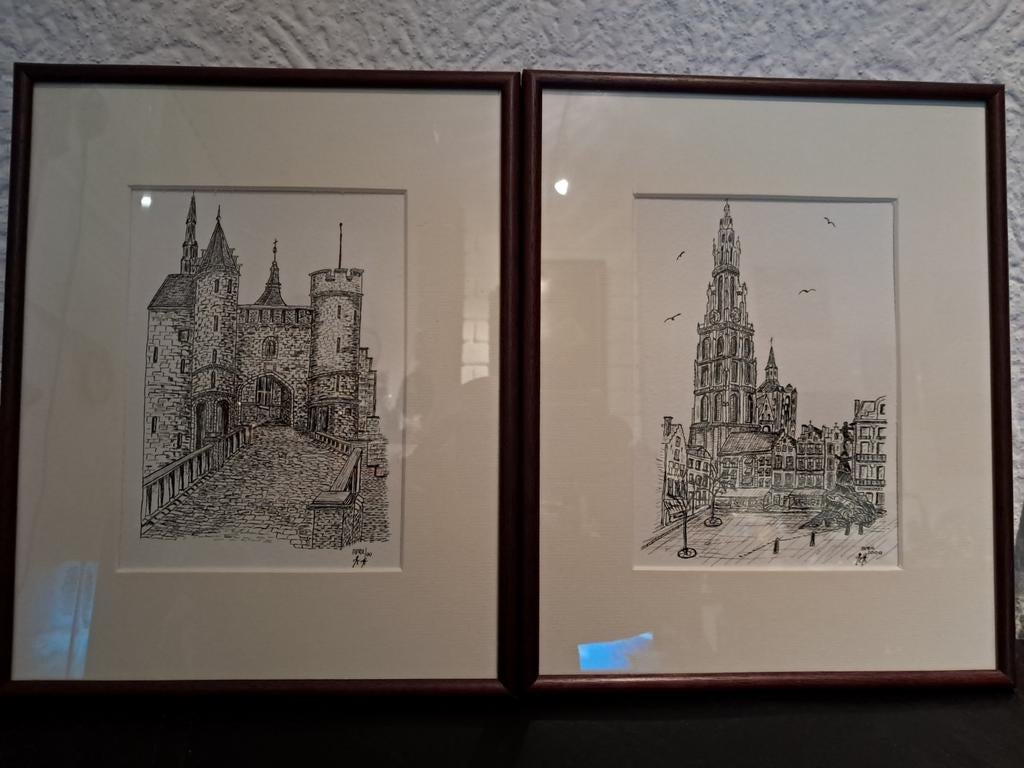 Het Steen en Onze Lieve-Vrouwekathedraal Antwerpen, Antiek en Kunst, Ophalen of Verzenden