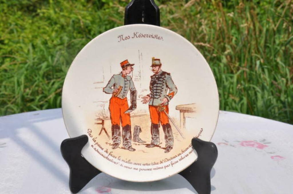 §  assiette parlante Lunéville série les réservistes (5), Antiquités & Art, Antiquités | Céramique & Poterie, Enlèvement ou Envoi