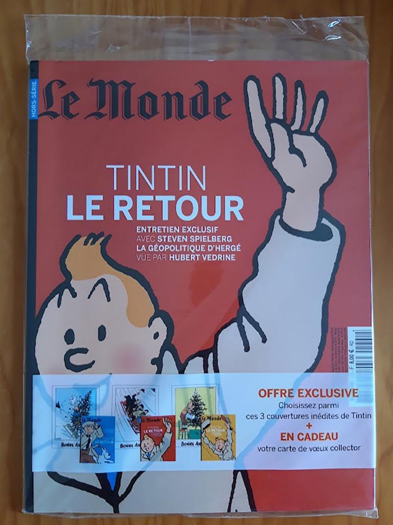 Le Monde 2009/2010 Tintin le Retour - Steven Spielberg + CP, Collections, Envoi, Tintin, Neuf, Autres types