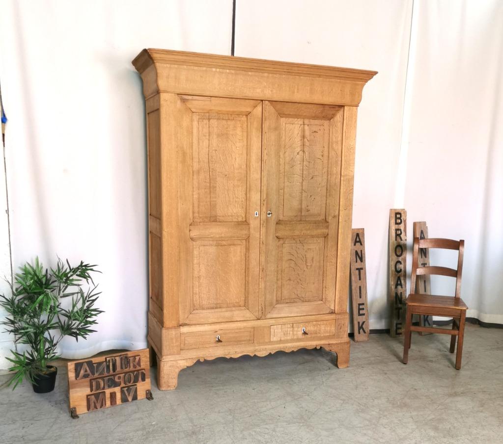 Armoire ancienne Louis Philippe en chêne H 200 L 148 P 55, Enlèvement