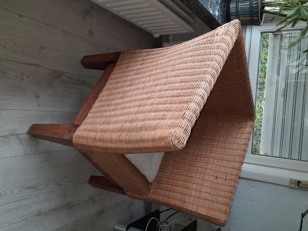 Rieten stoel, Huis en Inrichting, Stoelen, Ophalen, Gebruikt, Bruin, Hout