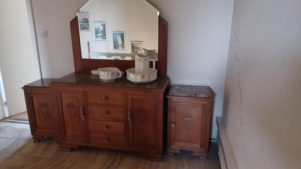 Antieke wastafel en 2 Antieke nachtkastjes, Antiek en Kunst, Ophalen