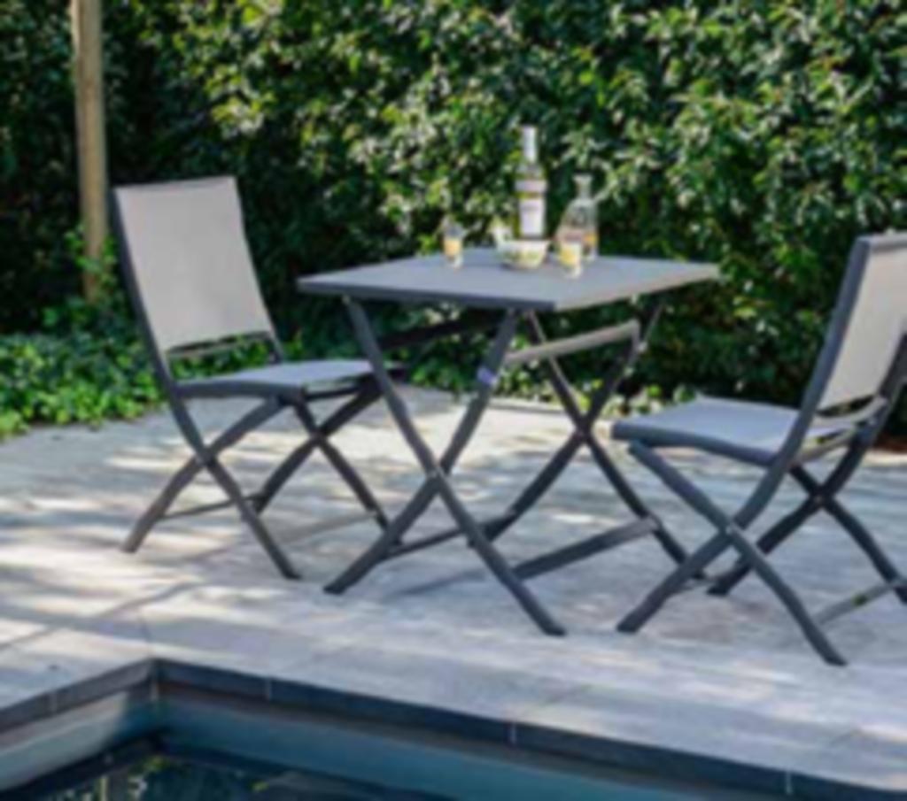 outdoor vouwtafeltje met 2 vouwstoelen, Tuin en Terras, Ophalen, Nieuw, Vierkant, Aluminium