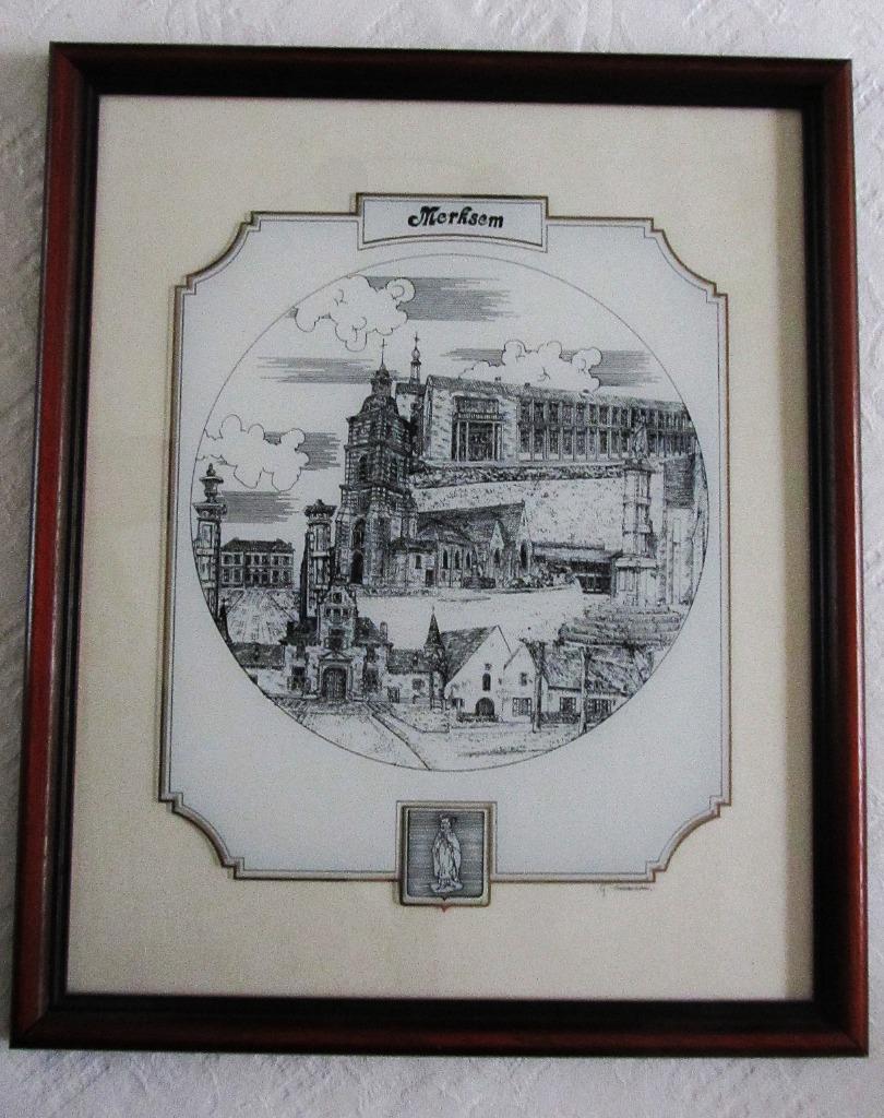 Glas gravure Merxem, Ophalen of Verzenden