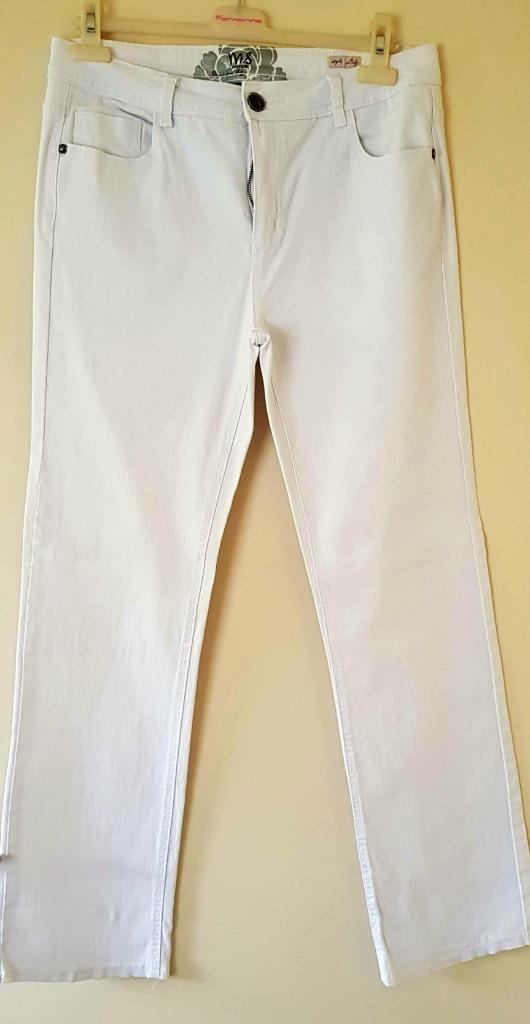 Witte jeansbroek lycra, Wit, Maat 42/44 (L), Ophalen of Verzenden, Zo goed als nieuw