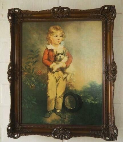 Mooie schilderij, kind met hond, Antiek en Kunst, Ophalen