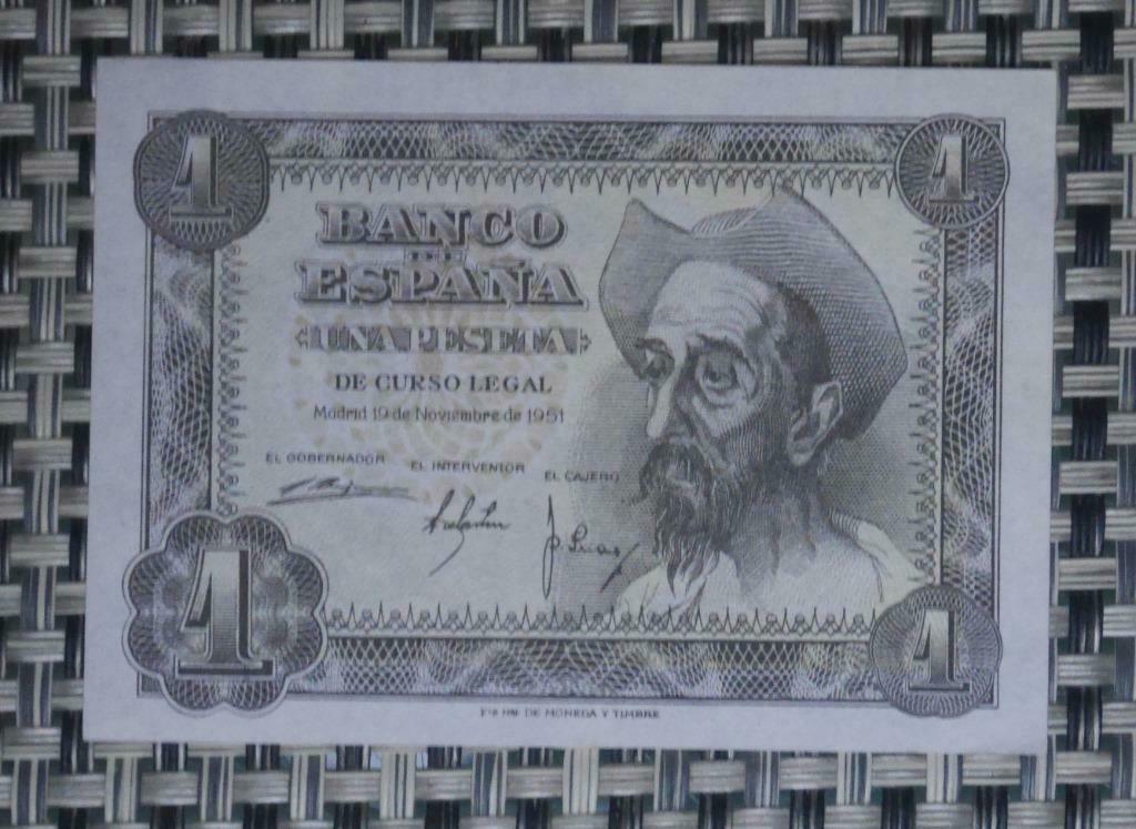 Bankbiljet 1 Peseta Spanje 1951 UNC, Postzegels en Munten, Verzenden, Overige landen, Setje