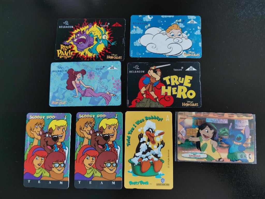8 cartes de téléphone, dessins animés, cartoons, Enlèvement ou Envoi